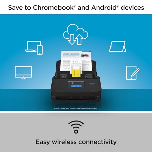 ScanSnap iX1600 Wireless or USB High-Speed Cloud Enabled Document, Photo & Receipt Scanner with Large Touchscreen and Auto Document Feeder for Mac or PC, 17 watts, Black