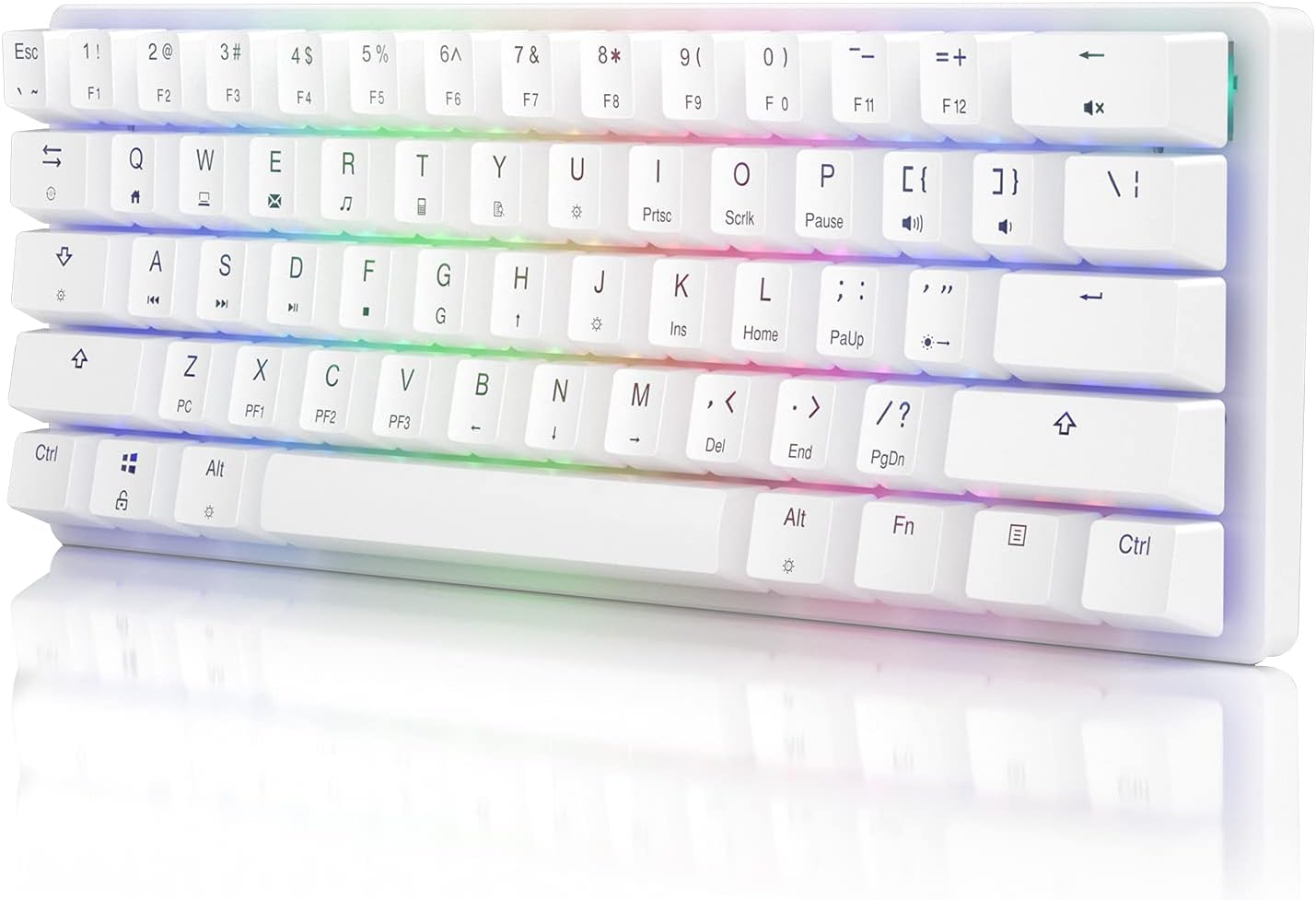 STOGA 60% Gaming Keyboard, RGB Mechanical Keyboard, Small 61-Key Wired Brown Switch Mini Keyboard, White Computer Keyboard for Gaming/Office/PC/Mac