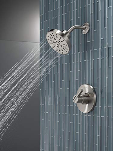 Delta Faucet Nicoli 14 Series Single-Handle Gold Shower Faucet, Shower Trim Kit with 5-Spray H2Okinetic Shower Head, Champagne Bronze 142749-CZ (Shower Valve Included)