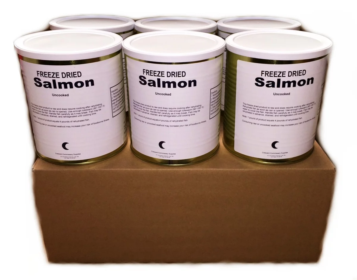 Military Surplus Freeze Dried Salmon Fillets Long Shelf Life Emergency Survival Preparedness Food for Camping Hiking and Backpacking #10 Can- 1 Can