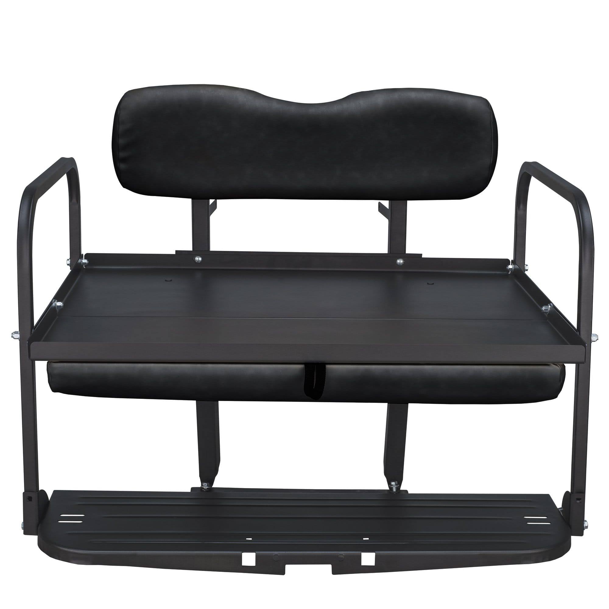 Gusto Golf Cart Rear Flip Seat Kit for A Club Car DS (1982 and Up), Aluminum / Black / Yes