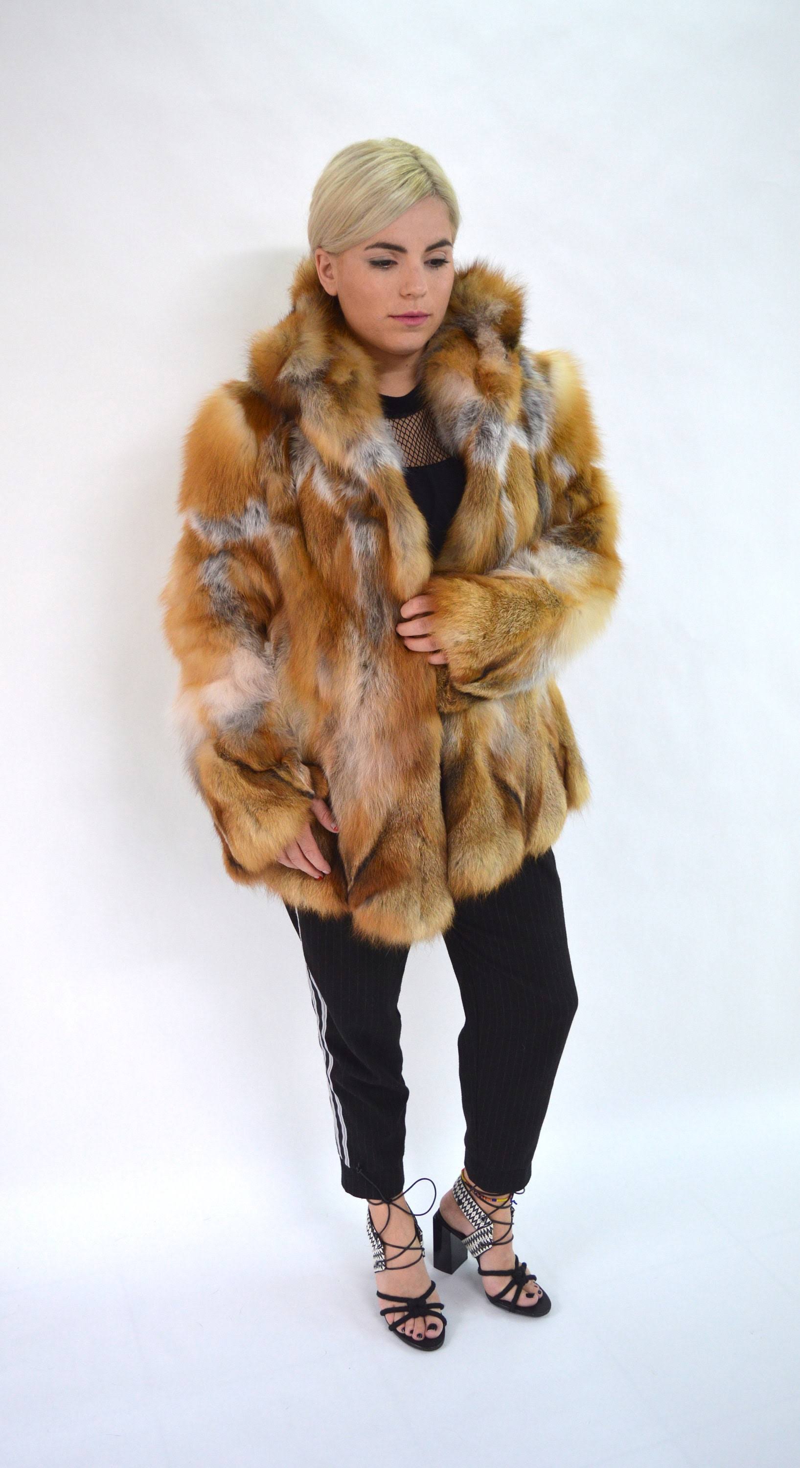 Real Fox Fur Coat, Canadian Red Fox Fur Hooded Coat. Genuine Fox Fur Jacket. Fox Fur Coat, Fur Cape, Fur Stroller, Red Fox Fur c