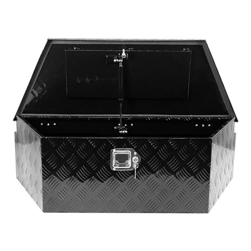 Aluminum Trailer Tongue Tool Box, 5 Bar Tread Wide Utility Toolbox for Pick Up Truck Bed RV Storage Organizer Tool Box with Lock Keys, Outdoor Trailer Pickup Underbody Tool Box 28 inch