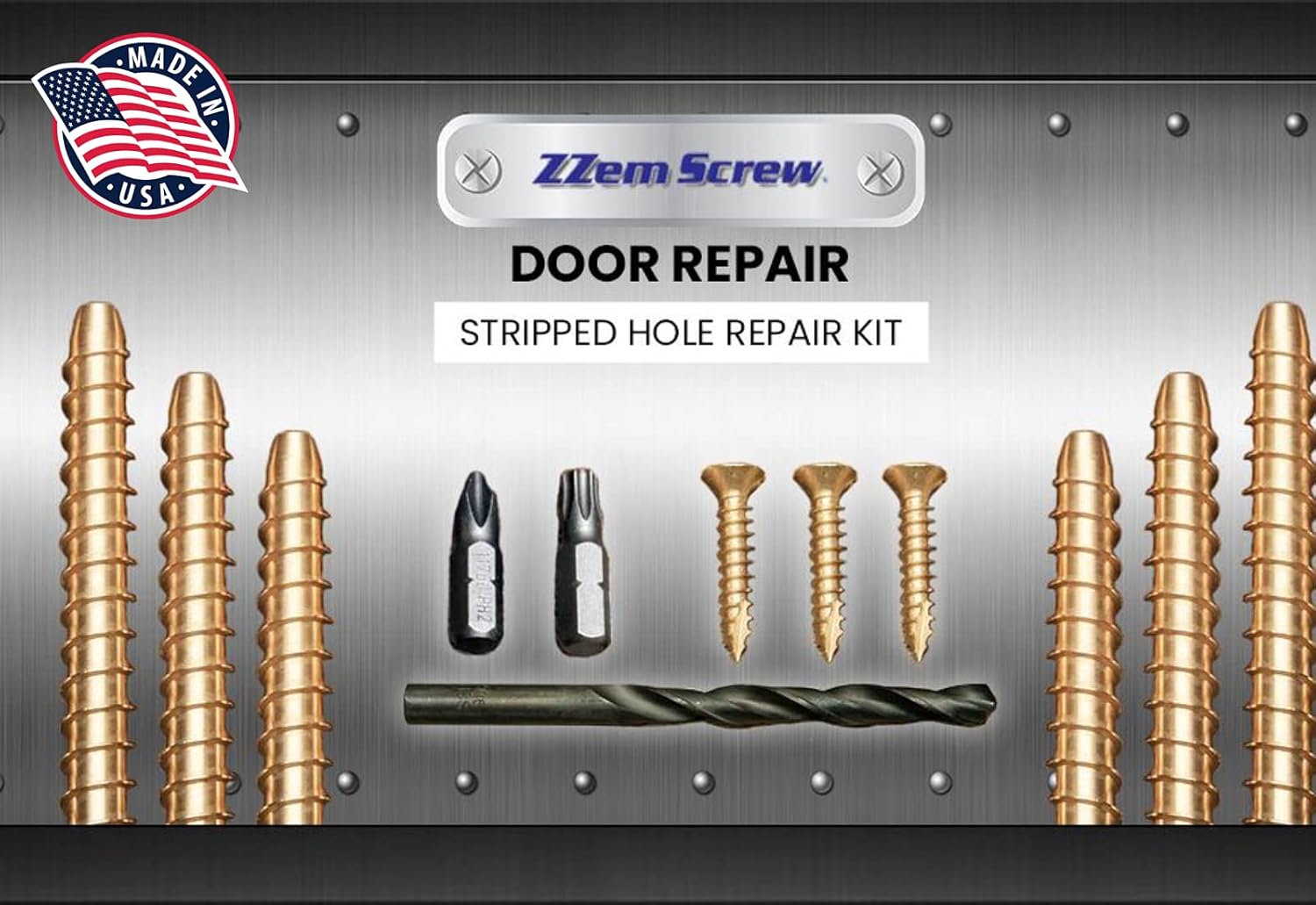 ZZem Screw 8 Pack Stripped Screw Hole Repair Kit - Door Hinge Stripped Screw Hole Repair Kit for Hinges, Strike Plate, Hand Rails Door Reinforcement Kit Pack of 2