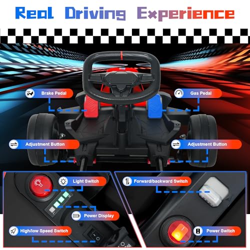 Licensed BMW Electric Go Kart for Kids Ages 6-12, 24V 9AH Drift Kart with Two 200W Motors, LED Lights, Drift Mode& 2 Speed Modes, Adjustable Seat (White)