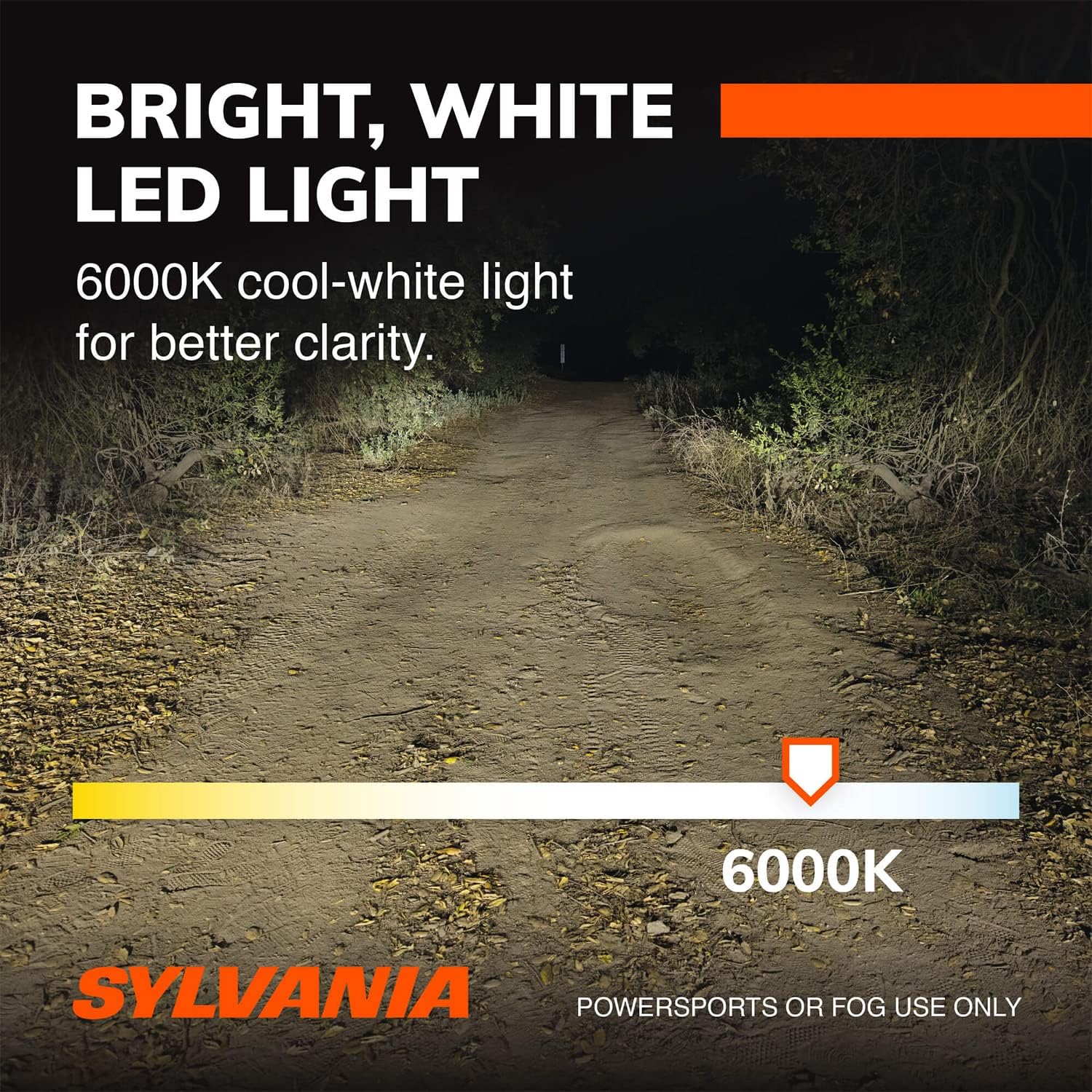 Sylvania 9003 Superior 6000K LED Powersport Vehicle Headlight Replacement Bulbs for Off-Road Use or Fog Lights, Cool White Lights
