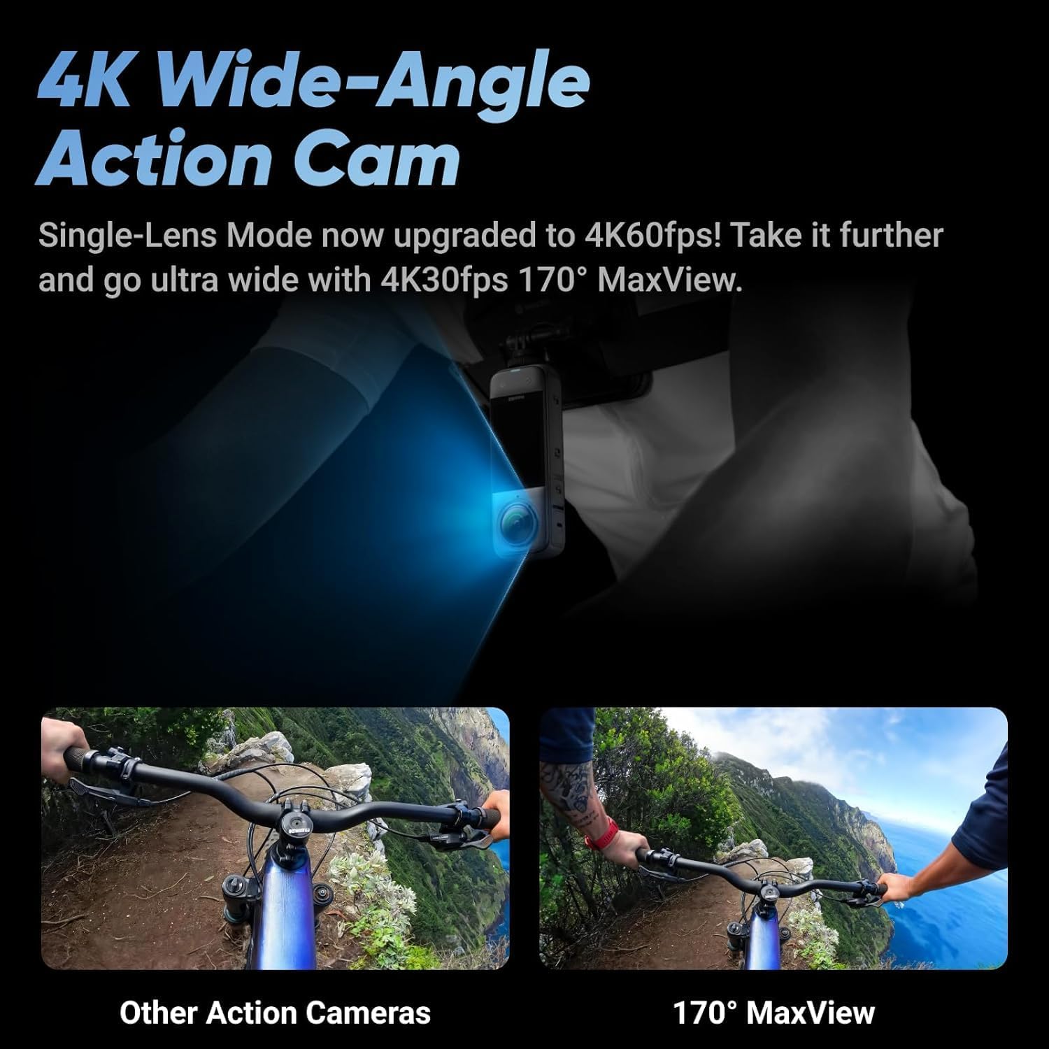 Insta360 X4 - Waterproof 8K 360 Action Helmet Camera with Extra Long 118" Drone Selfie Stick, 4K Wide-Angle Video, Invisible Selfie Stick Effect Lens Guards Sports, Content, Travel, Outdoor Creator