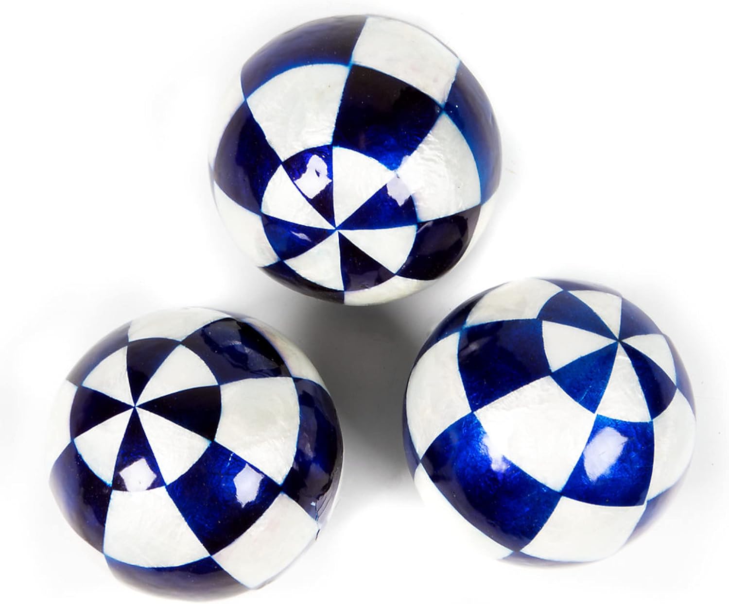 MacKenzie-Childs Capiz Black-and-White Decorative Balls, Decorations for Home, Set of 4
