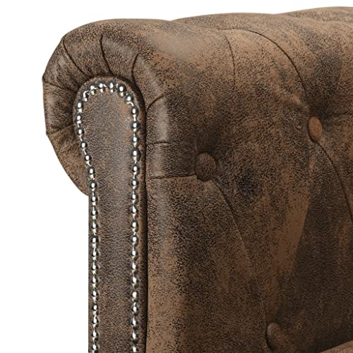 L-shaped Chesterfield Sofa,Comfy Sectional Sofa, Sectional Sofa Furniture for Living Room Lounge, Minimalist Style Comfy Sofa Couch for Bedroom,Office Artificial Leather Brown