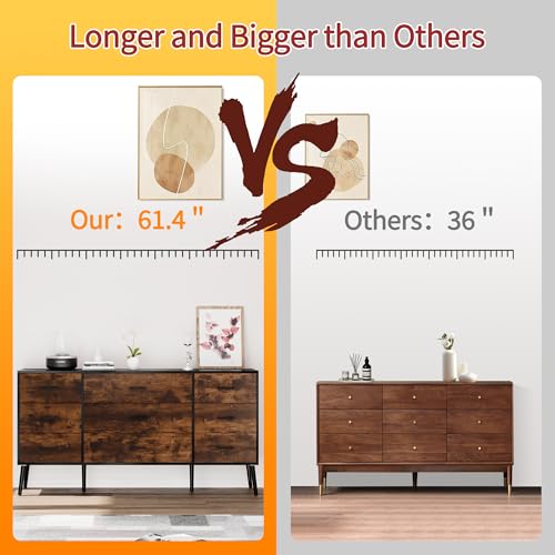 Scurrty 9 Drawer Dresser for Bedroom, White Dresser,Antique Storage Dresser with Wide Drawers, White Handles and Wooden Feet for Bedroom, Living Room&Hallway
