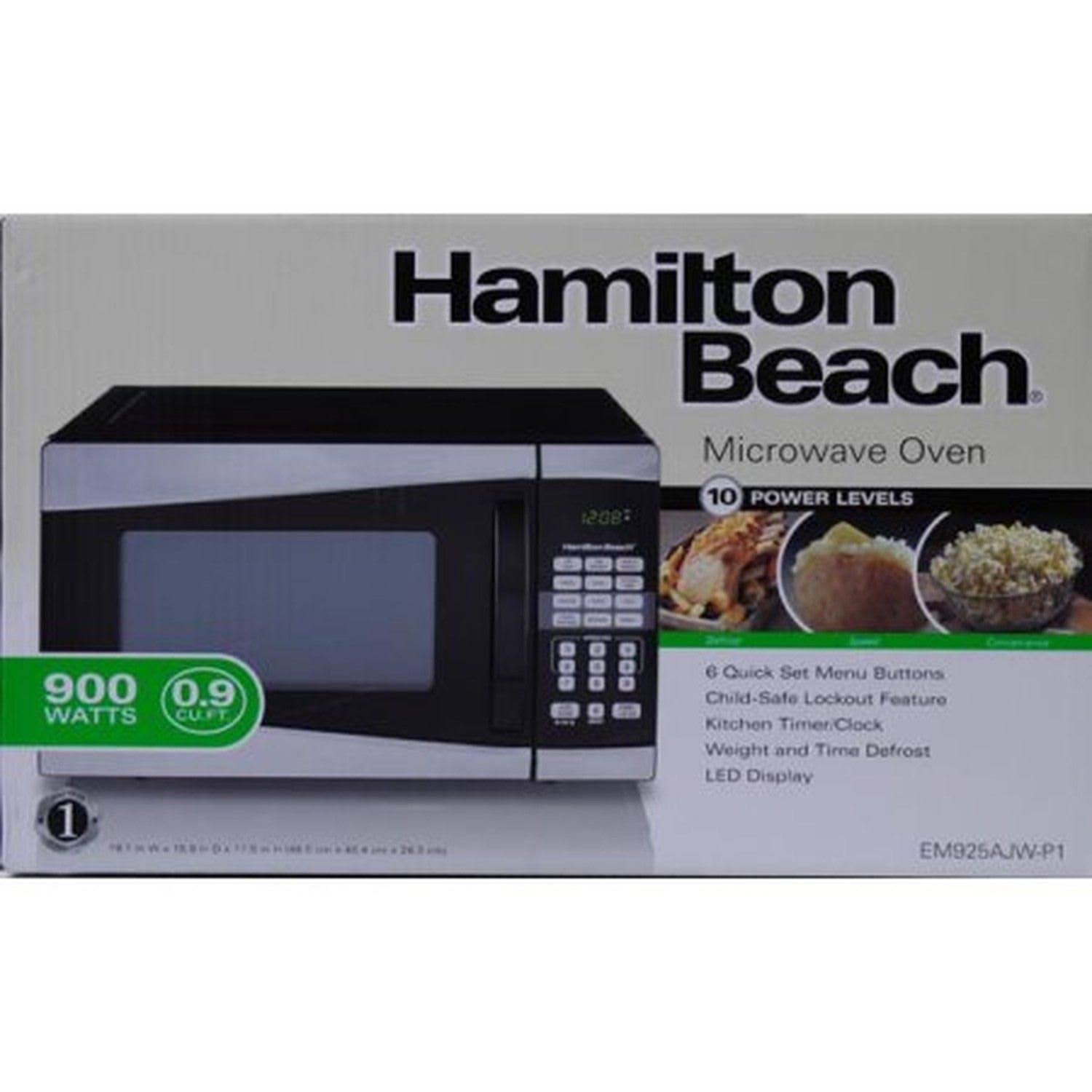 Hamilton Beach 900W Microwave - 0.9 cu ft - Stainless Steel/Silver