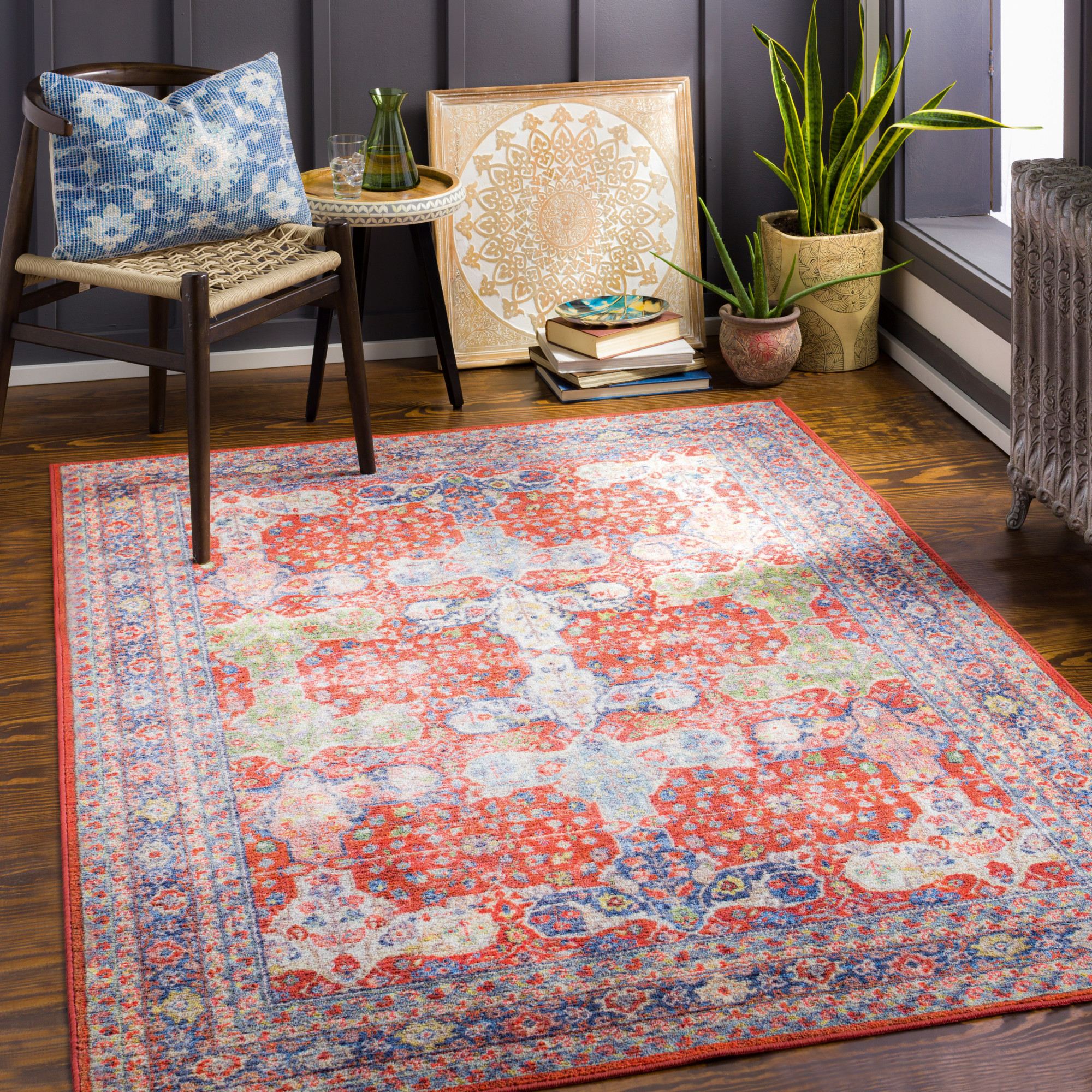 Artistic Weavers Leicester Oriental Machine Washable Area Rug, Bright Red, 8'10" x 11'9"