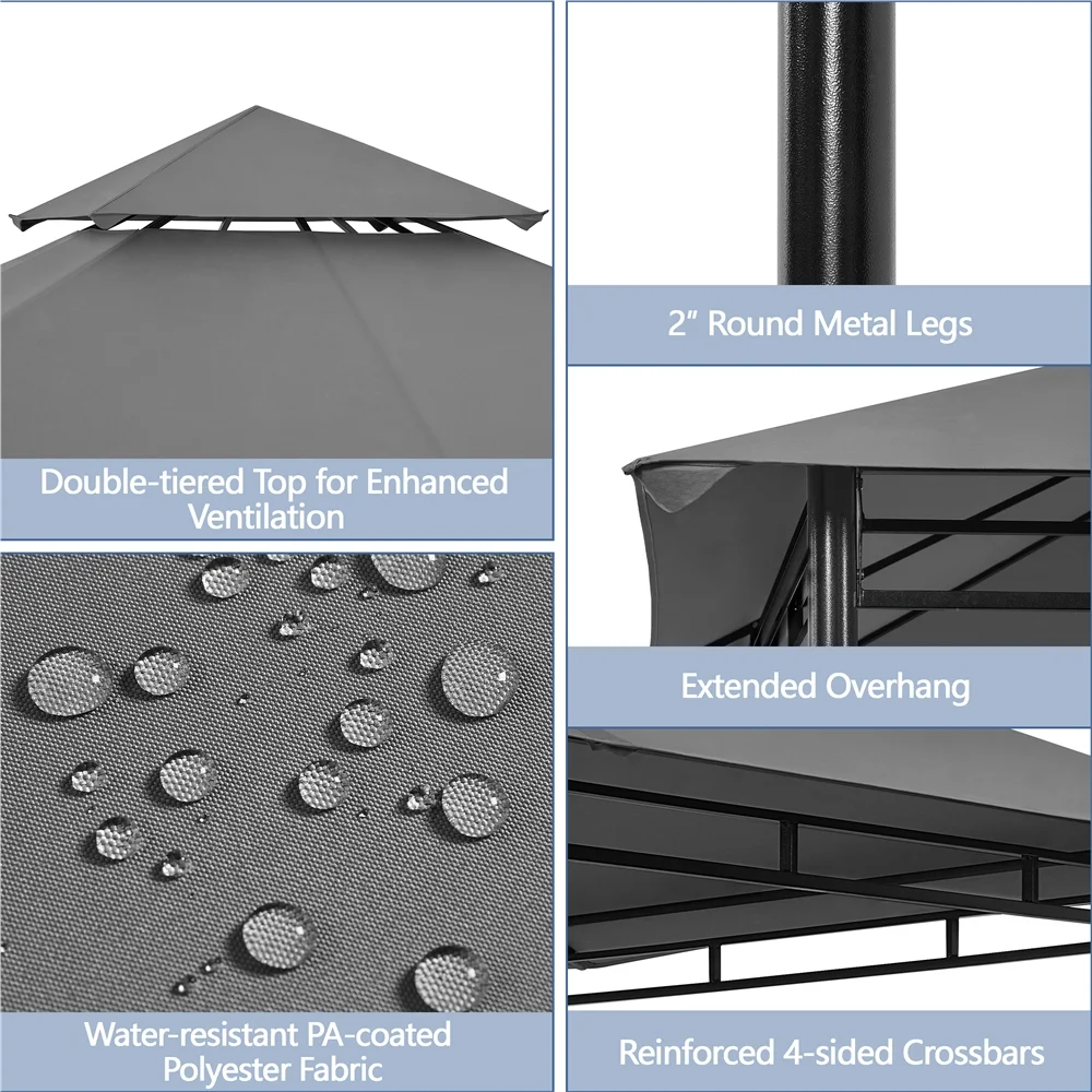Yaheetech 11×11 ft Outdoor Patio Gazebo tent, Dark Gray