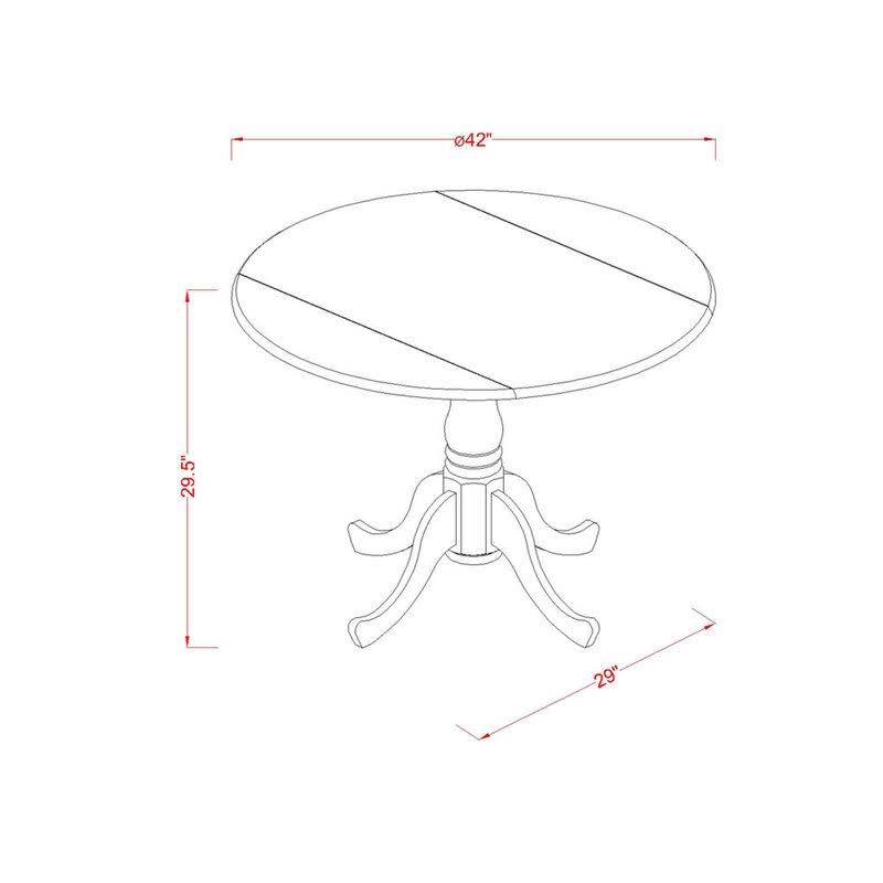 East West Furniture DLML3-MAH-C 3 PC Small Kitchen Table and Chairs set-round Kitchen Table and 2 Dining Chairs