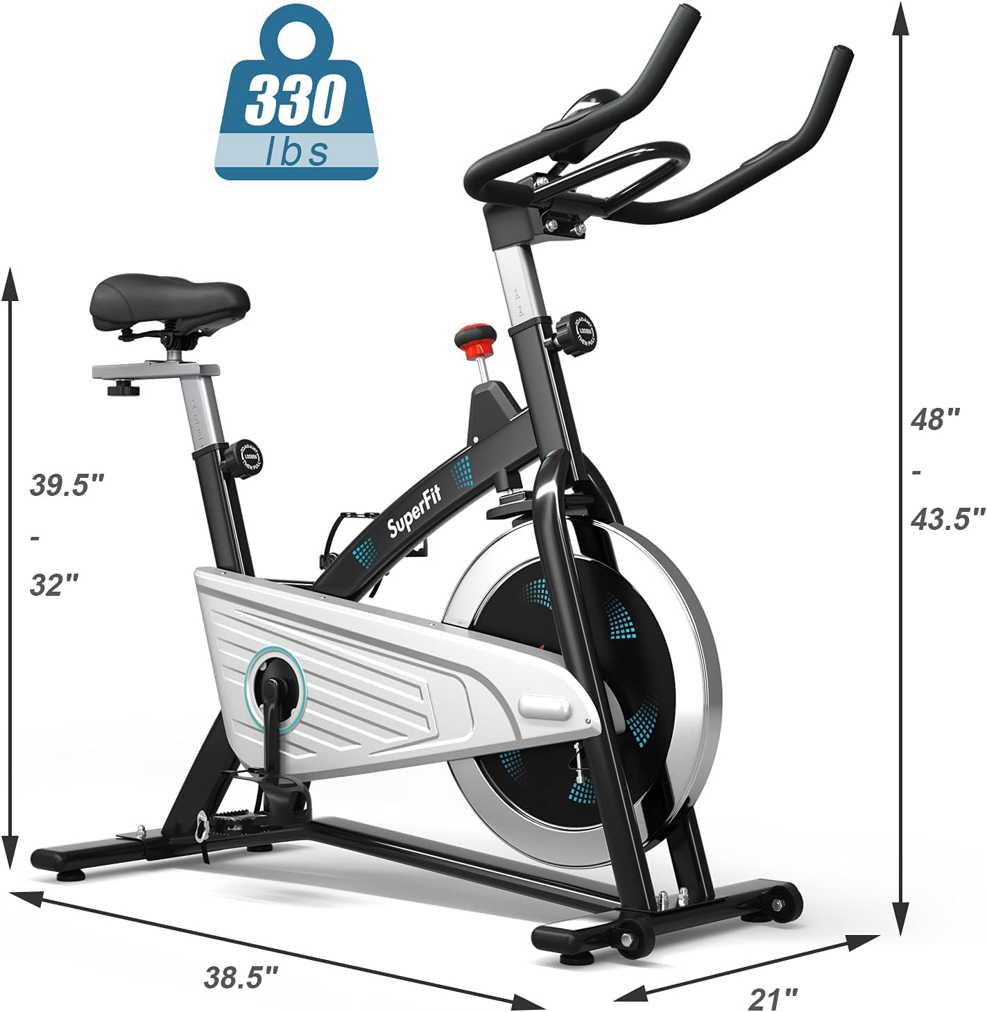 Goplus Magnetic Stationary Bike, Indoor Exercise Cycling Bike Smooth Belt Drive W/Heart Rate, LCD Monitor, Full Adjustment Near-silent Home Cardio Workout Spin Bike