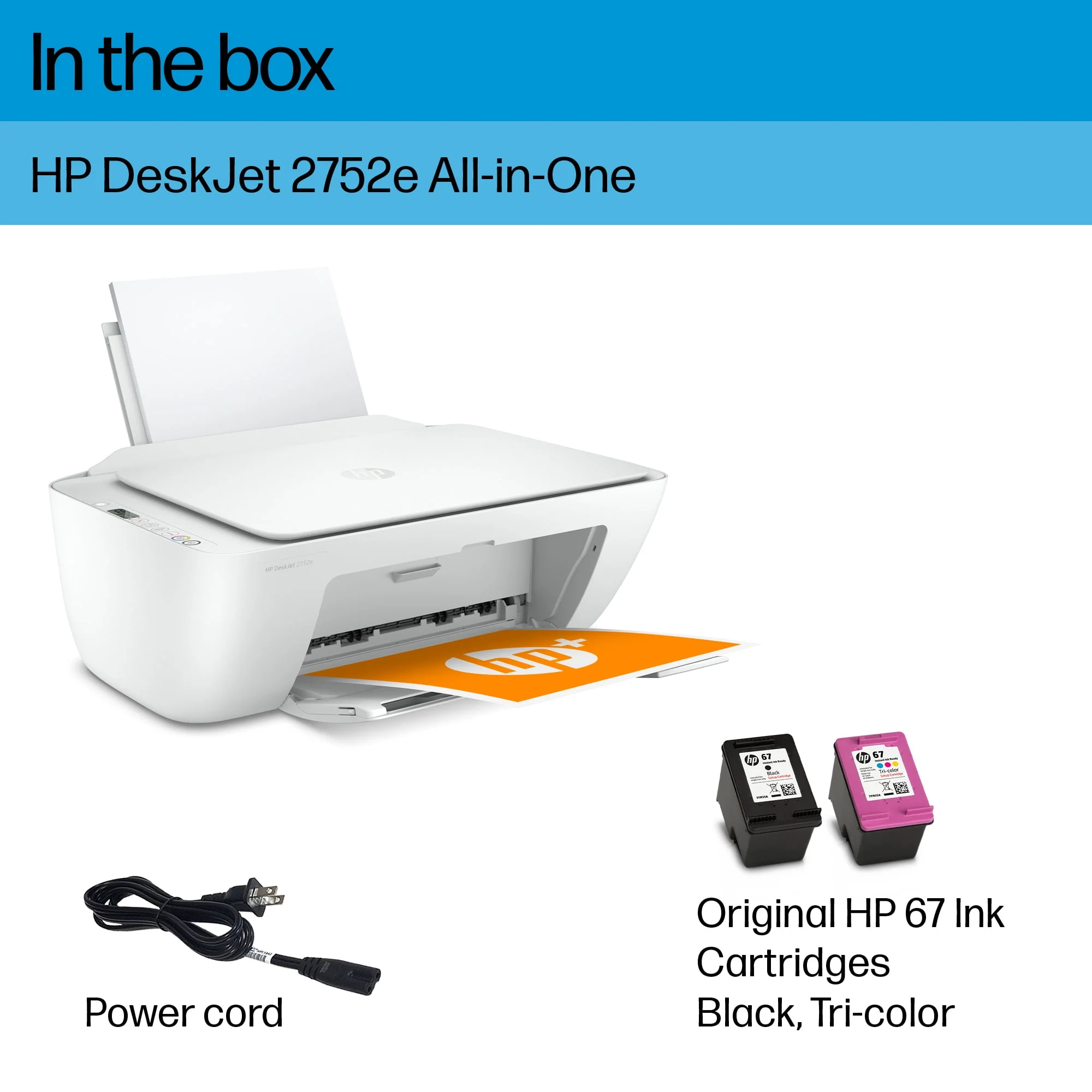 HP DeskJet 2752e All-in-One Wireless Color Inkjet Printer with 3 Months Free Ink Included with HP+
