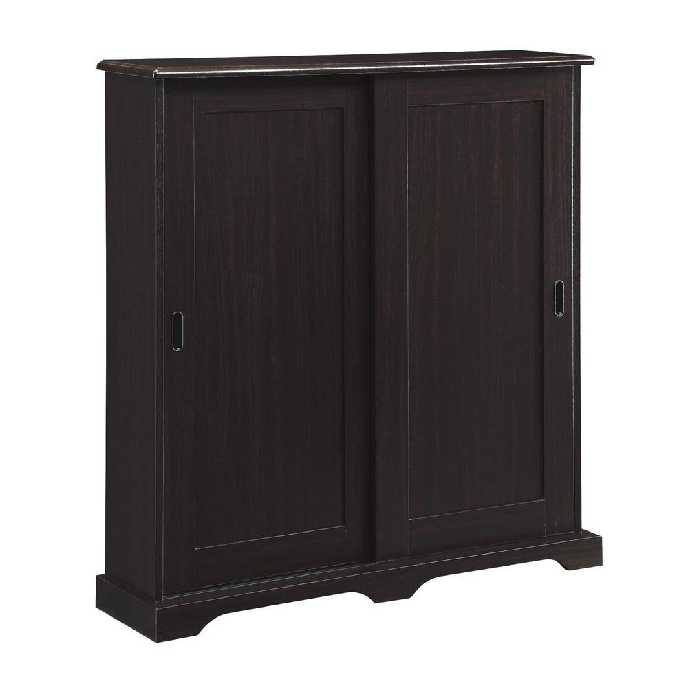 4D Concepts Media Storage Dark Cherry Cabinet with Sliding DOOR, Dark Brown Wood