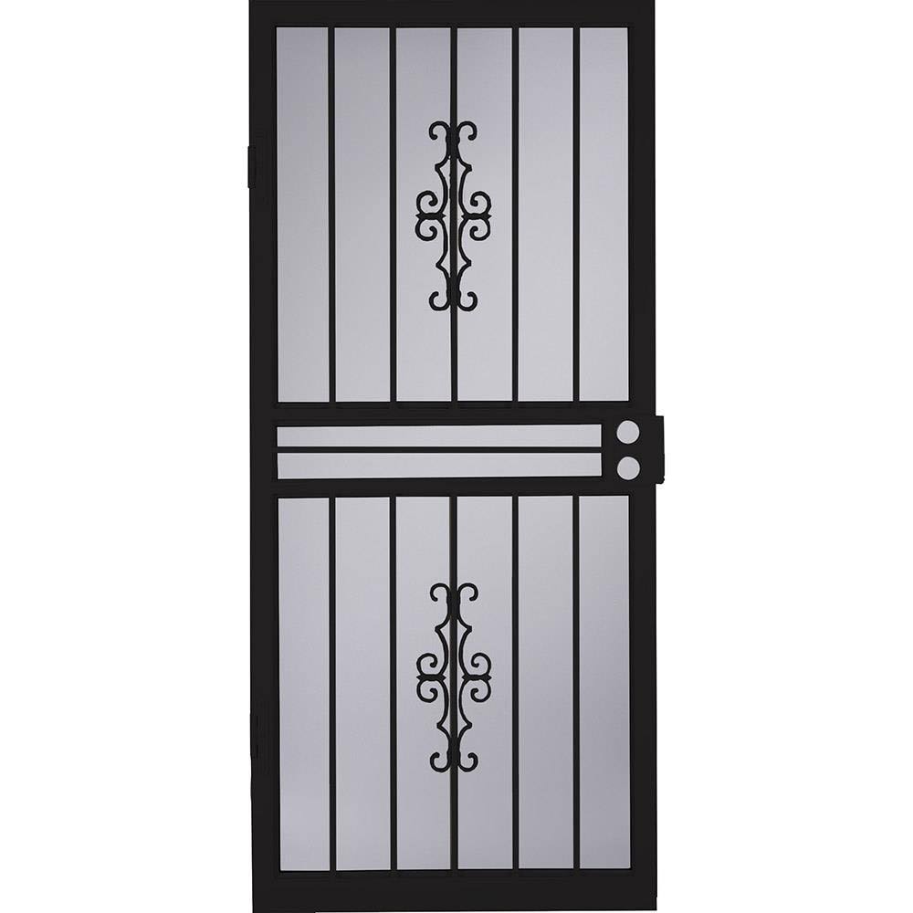 Larson 36-Inch x 81-inch Black Reversible Steel Security Door