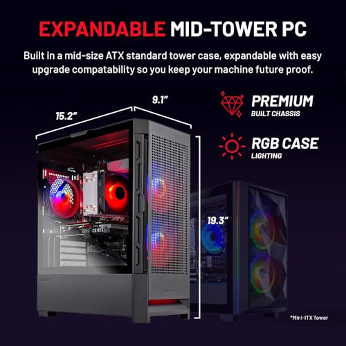 Skytech Blaze4 Mini Gaming PC Desktop, Ryzen 7 5700 3.7 GHz (4.6GHz Turbo Boost), NVIDIA RTX 4060 8GB GDDR6X, 1TB SSD, 16GB DDR4 RAM 3200, 650W Gold PSU, Wi-Fi, Win 11 Home