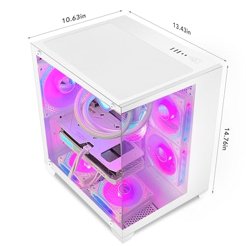 Panorama Gaming PC Desktop - AMD Ryzen 7 5700X 3.4 GHz, RTX 4070 Super 12G, 32GB DDR4 RAM 3200, 1TB M.2 PCIE SSD + 1TB SATA SSD, Windows 11 Pro 64-bit Desktop Computer, White