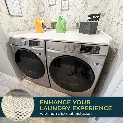 RELODECOR Washer and Dryer Countertop with Non-Slip Mat - Laundry Countertop Durable Melamine Finish for Laundry Room Organization