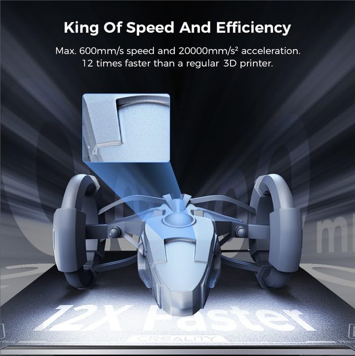 Creality K1C 3D Printer, 2024 New Version 3D Printers with 600mm/s Fast Printing Speed, Support Carbon Fiber Filament 300℃ High-Temp Print, Auto Leveling and Clog-Free Direct Extruder