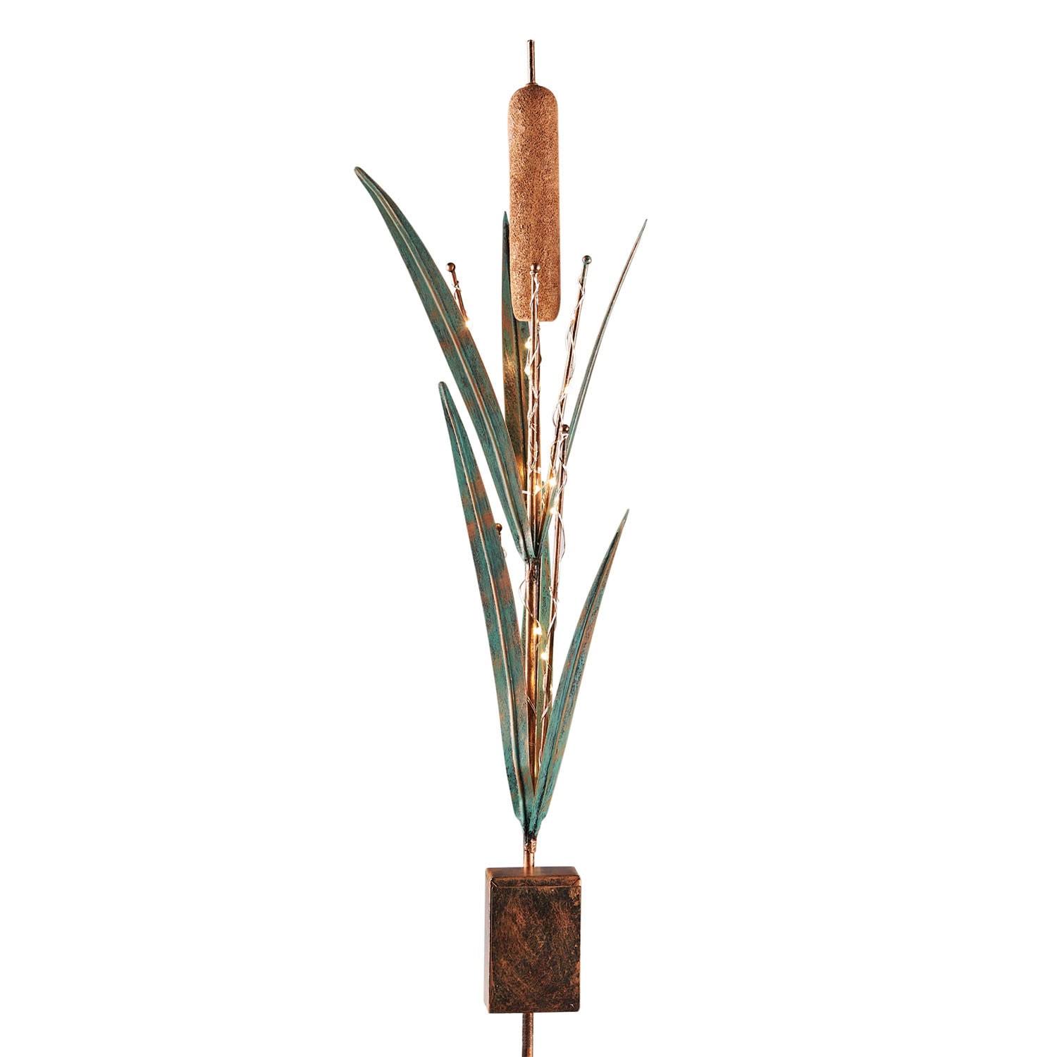 grasslands Road LED-Lighted Cattail Garden Stake - Outdoor Garden Lighting, 43x22 Tall