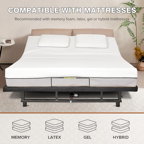 Twin XL Adjustable Bed Frame, Wireless Remote Control Electric Bed Frame, Zero Gravity Base, Head Foot Incline for Stress Management, Lounging, Reading, Anti-Snore