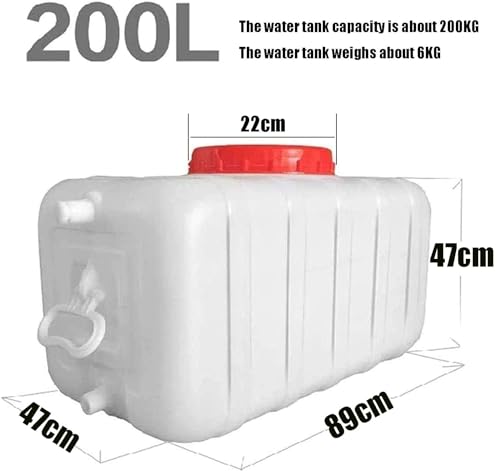 Water Tank Rain Barrels with Faucet 25L/50L/100L/150L/200L/300L Water Tank Storage Container,White Food-Grade Plastic Water Storage Bucket for Irrigation, Outdoor Emergency Water Barrel (200L)