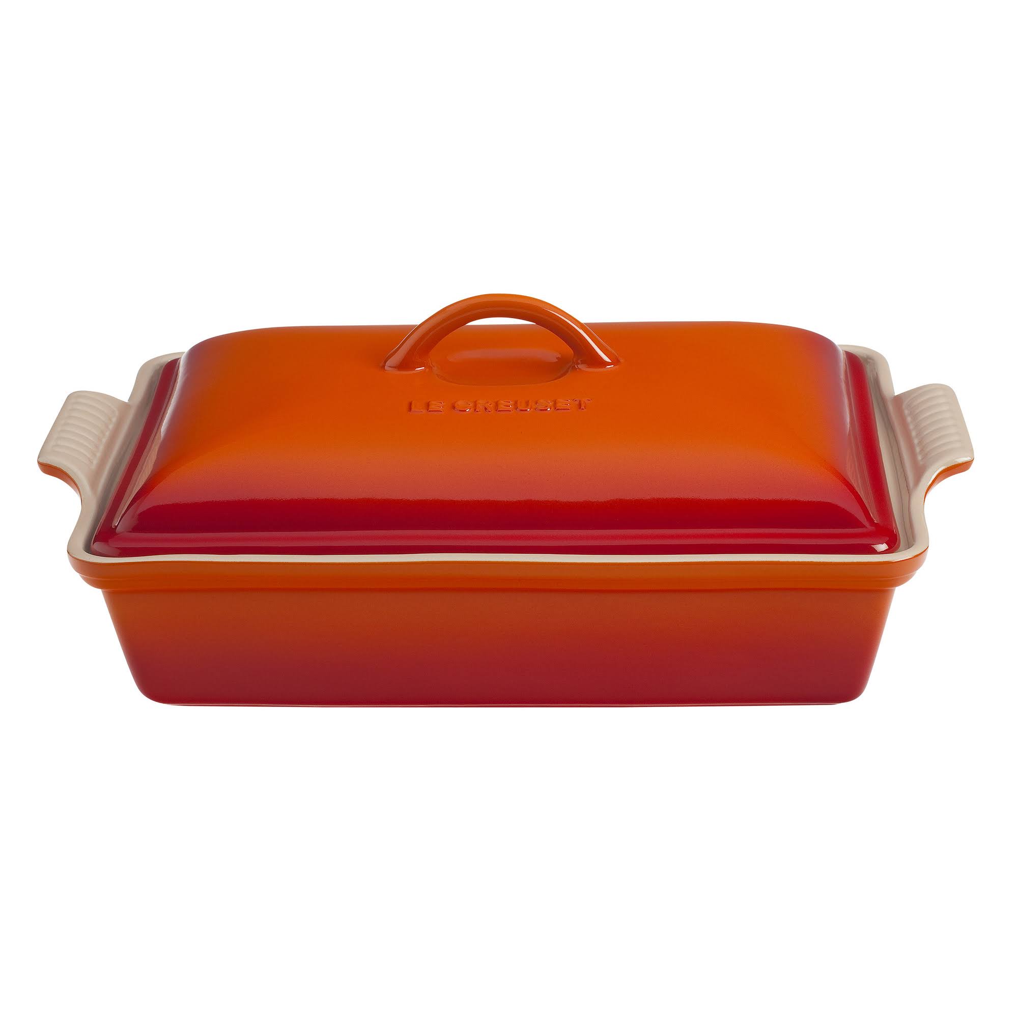 Le Creuset Heritage Stoneware Covered Rectangular Casserole, 4-Quart, Marine