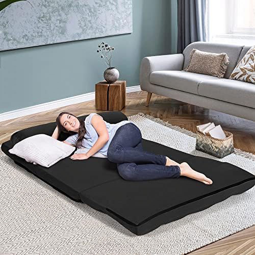 RUNFAYBIU Foldable Floor Sofa  6-Position Adjustable Lounge Couch with 2 Pillows &amp; Suede Cloth Cover  Modern Lounge Mattress Video Gaming Lazy Couch  Floor Seating Sofa  71" x 44.