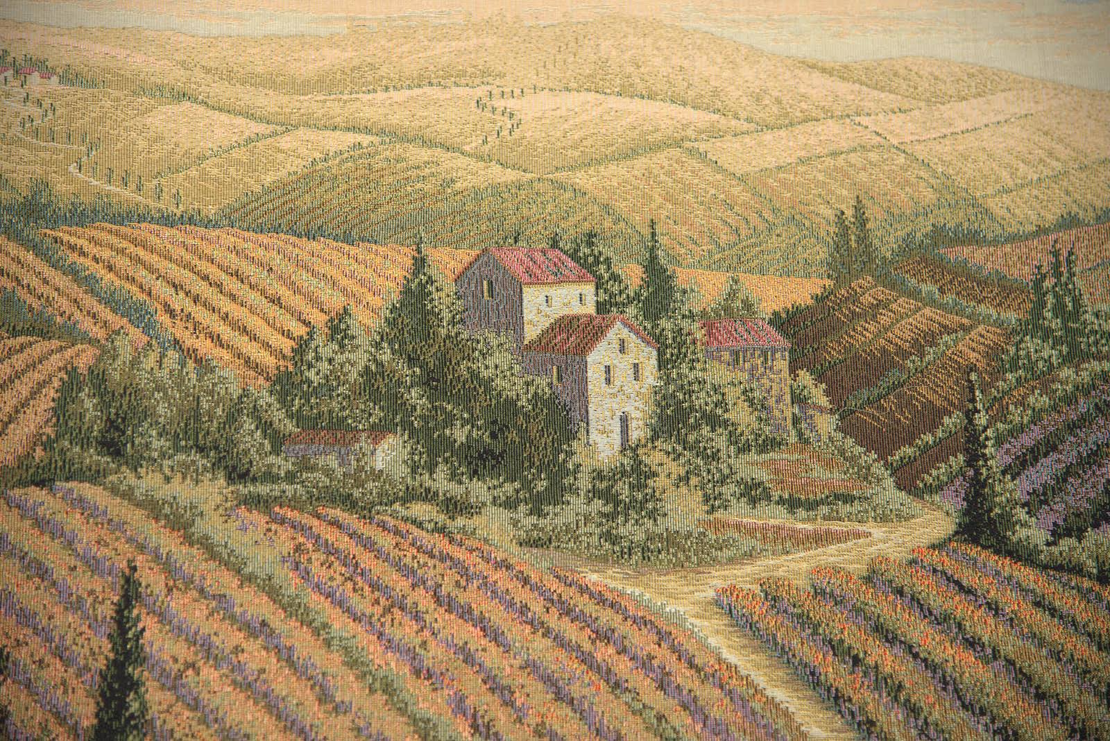 Tuscan Poppy Landscape Italian Wall Tapestry