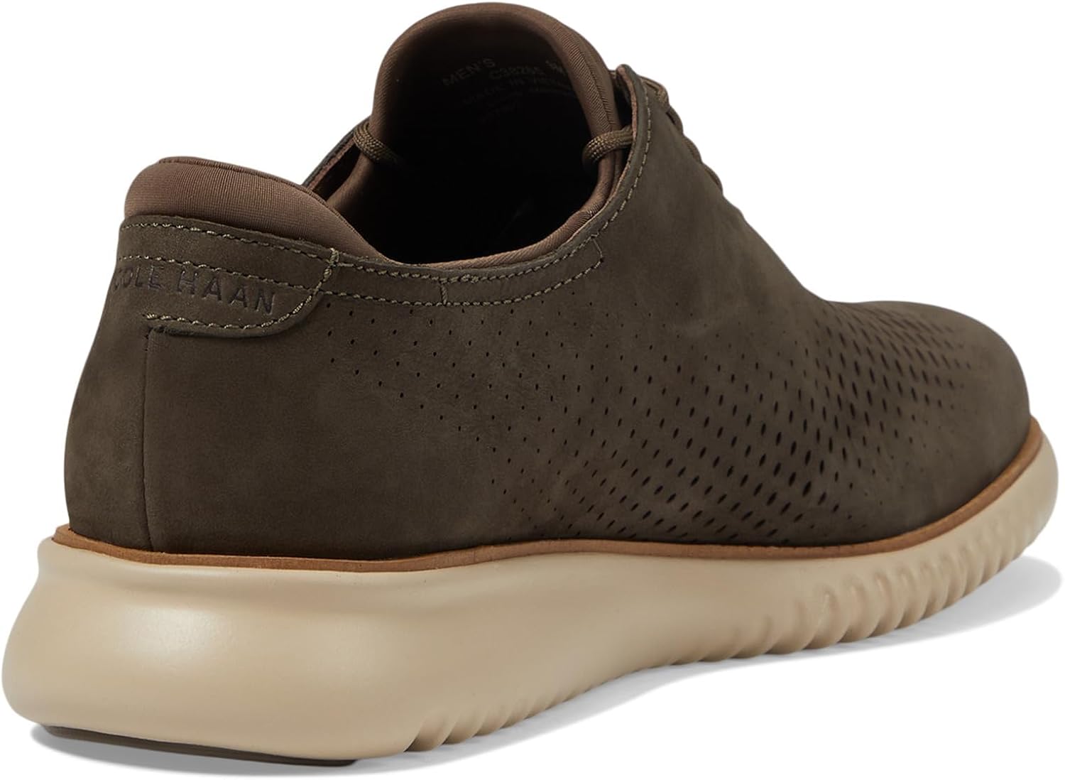 Cole Haan Men's 2.Zerogrand Laser Wing Tip Oxford Lined, Deep Olive Nubuck/Oat, 10