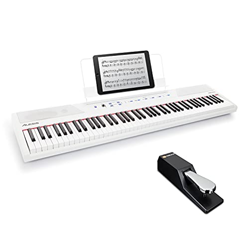 Alesis Recital – 88 Key Digital Piano Keyboard with Semi Weighted Keys, 2x20W Speakers, 5 Voices, Split, Layer and Lesson Mode, FX and Piano Lessons