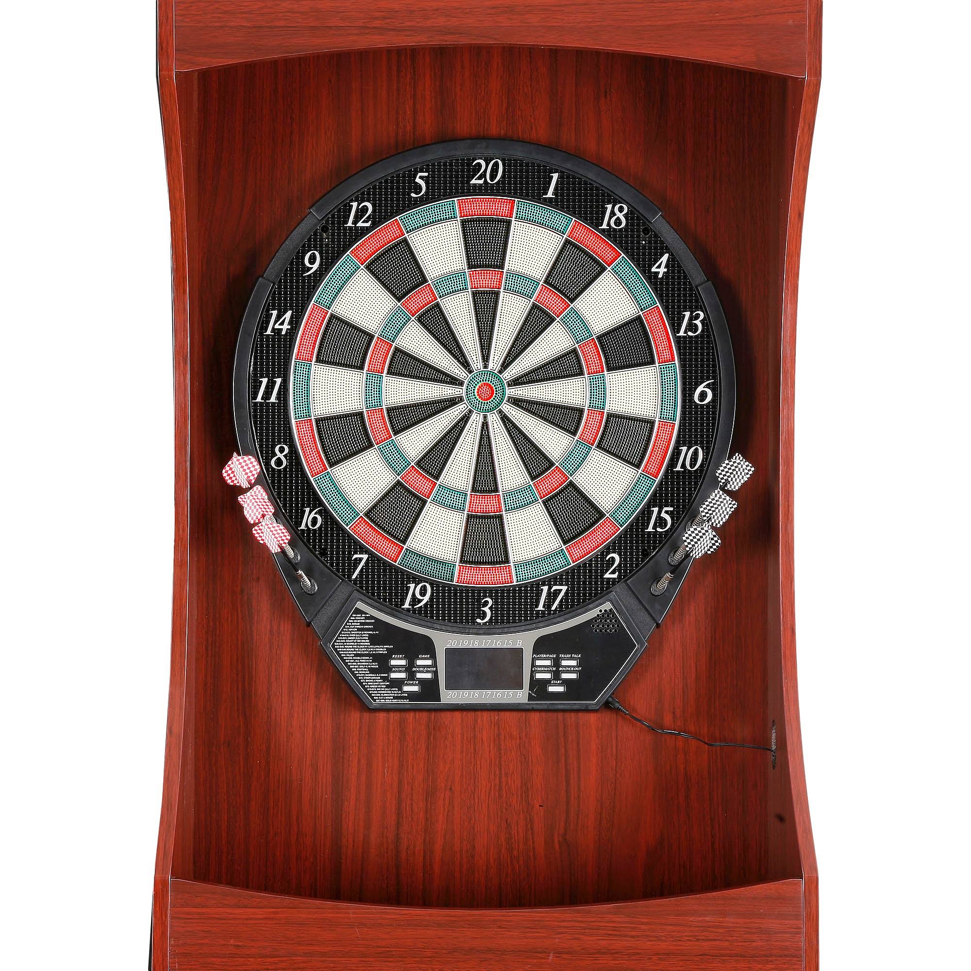Hathaway Outlaw Free Standing Dartboard u0026 Cabinet Set - Cherry Finish