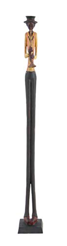 Deco 79 Polystone Musician Decorative Sculpture Tall Long Legged Jazz Band Home Decor Statues with Black Base Stand, Set of 4 Accent Figurines 5"W, 40"H, Brown