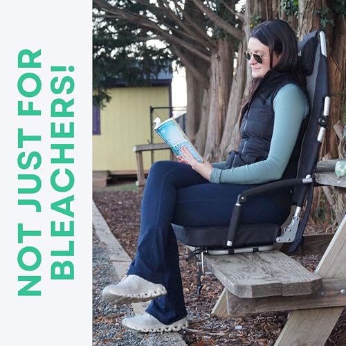 Padded Bleacher Seat – The Ultimate Reclining Stadium Chair with Full Back & Neck Support and 360° Swivel – Lightweight, Foldable, and Portable with Backpack Straps - Patent Pending