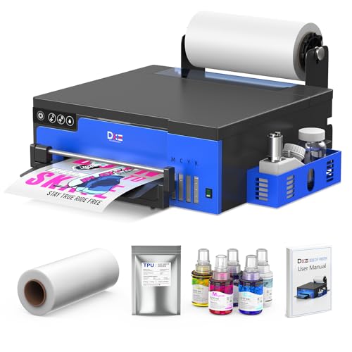 DXZ Upgraded A4 DTF Printer with Film Cutter-XP600 Doubled Printing Speed Compared to L1800 and L805,Built-in White Stirring System for DIY T-Shirt,2-Year Ink Included (Printer+Oven+Ink)