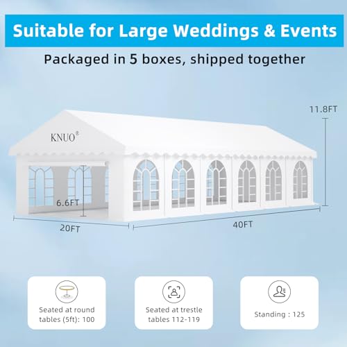 Party Tent 20x40' Event Tent for 100 People Heavy Duty Outdoor Weddings Tent, White
