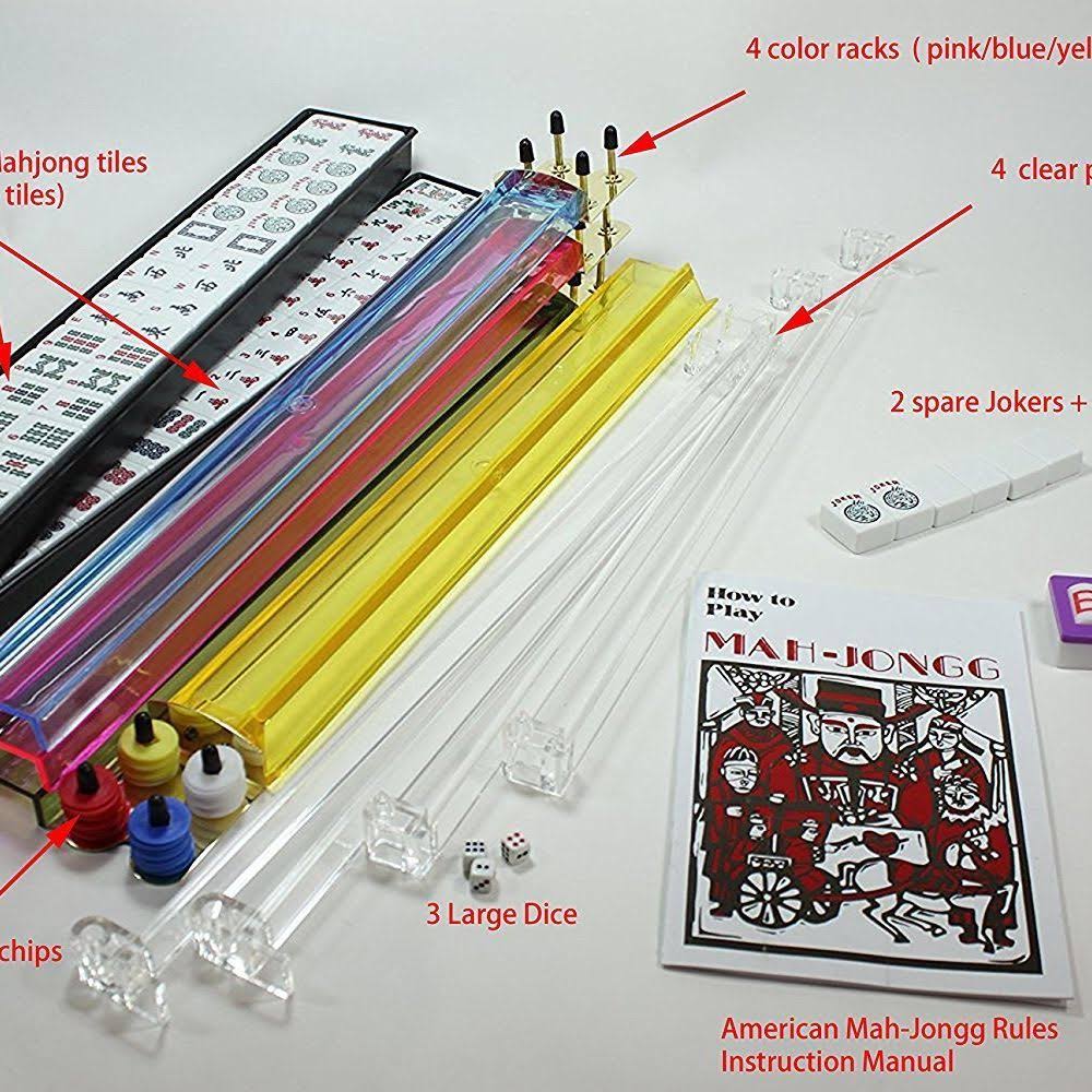 4 Pushers + Brand New Complete American Mahjong Set in Aluminum Case 166 Tiles(mah Jong mAh Jongg Mahjongg)