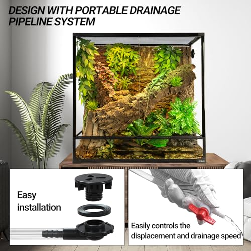 REPTI ZOO 100 Gallon Extra Tall Large Reptile Tank, 36x18x36 Vertical Reptile Terrarium with Mesh for Chameleon Arboreal Lizard Frog, Water-Land Turtle Tortoise Aqua Tank with Drainage Pipe