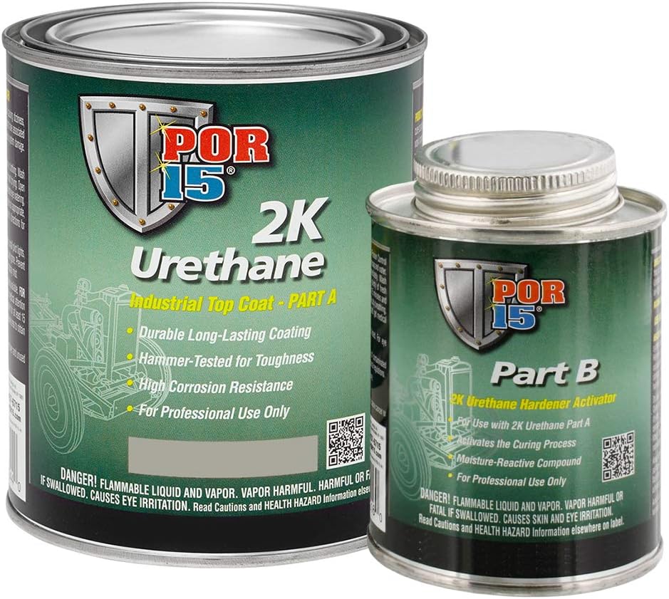 POR-15 2K Urethane - Clear - 1 qt. - 2 - Part Industrial Top Coat | Durable Long-Lasting Coating Pack of 2