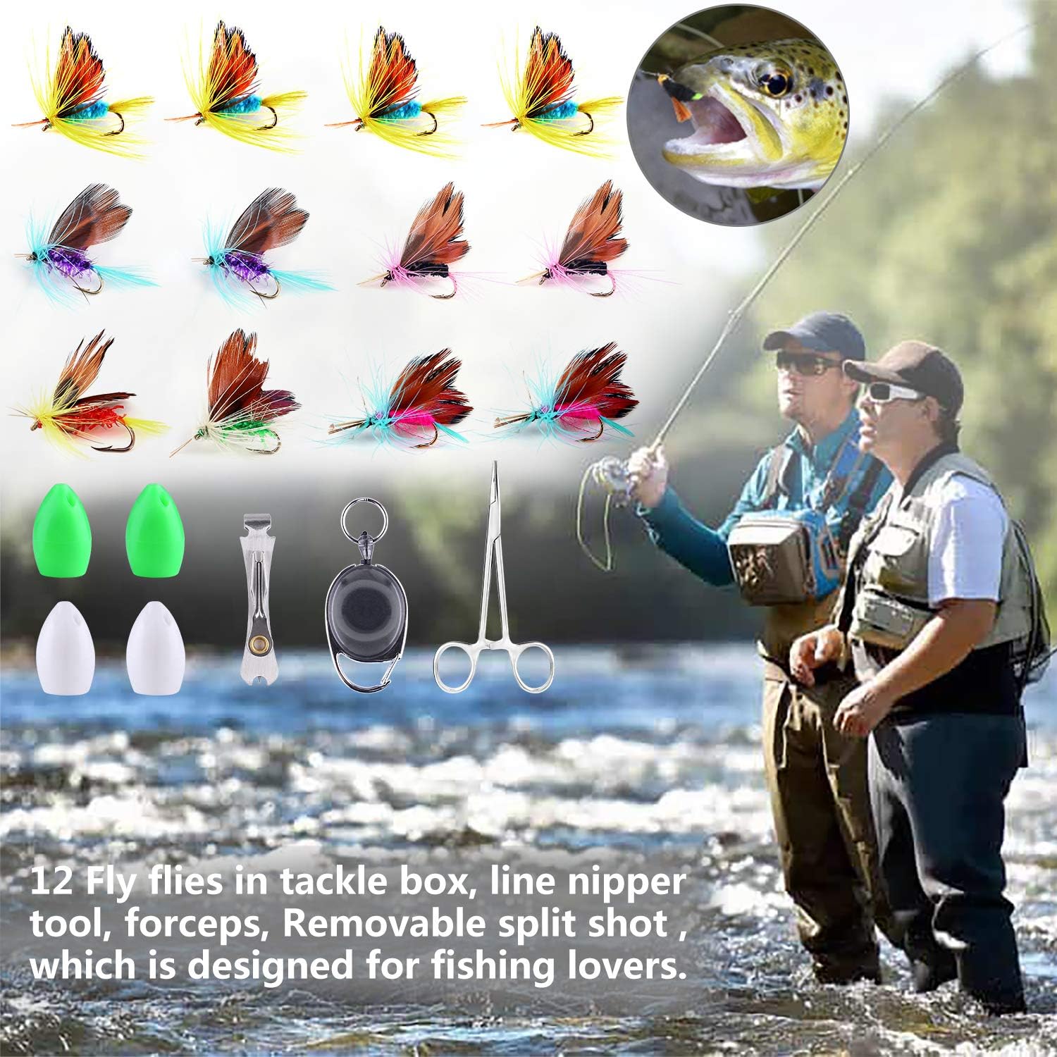 TOPFORT Fly Fishing Rod and Reel Combo Starter Kit, 4 Piece Lightweight Ultra-Portable Graphite Fly Rod 5/6 Complete Starter Package with Carrier Bag