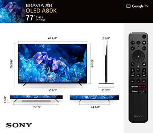 Sony 4K Ultra HD TV A80K Series: BRAVIA XR OLED Smart Google TV with Dolby Vision HDR and Exclusive Features for The Playstation® 5 XR55A80K- 2022 Model (Renewed)