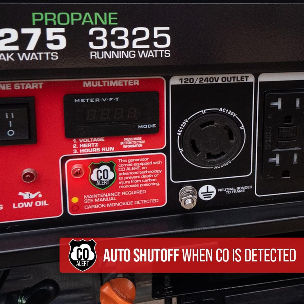 DS4850EH Dual Fuel Portable Generator-4850 Watt Gas or Propane Powered Electric Start-Camping & RV Ready, 50 State Approved, Red/Black
