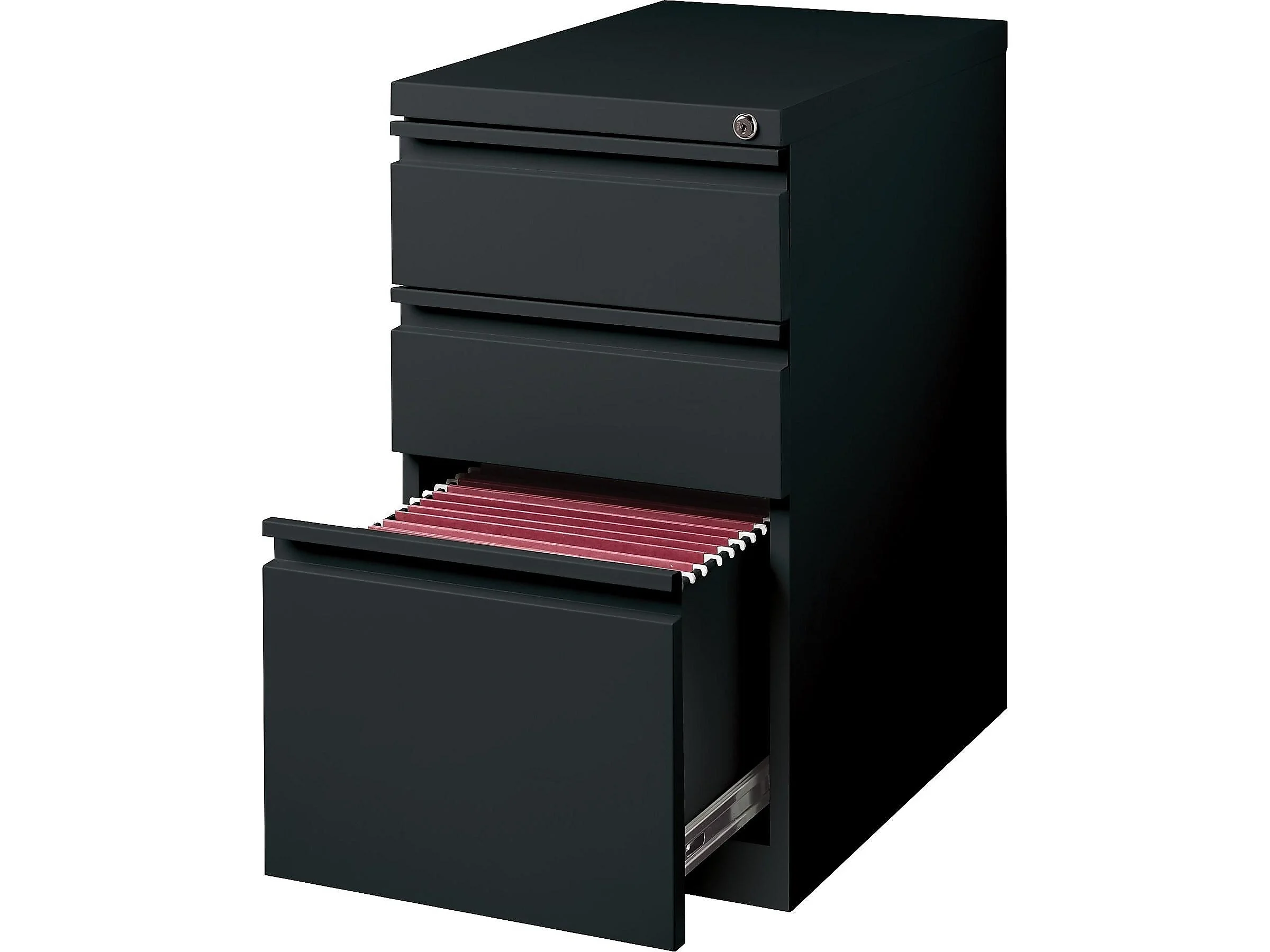 Staples 3-Drawer Vertical File Cabinet Locking Letter Black 19.88"D 375802