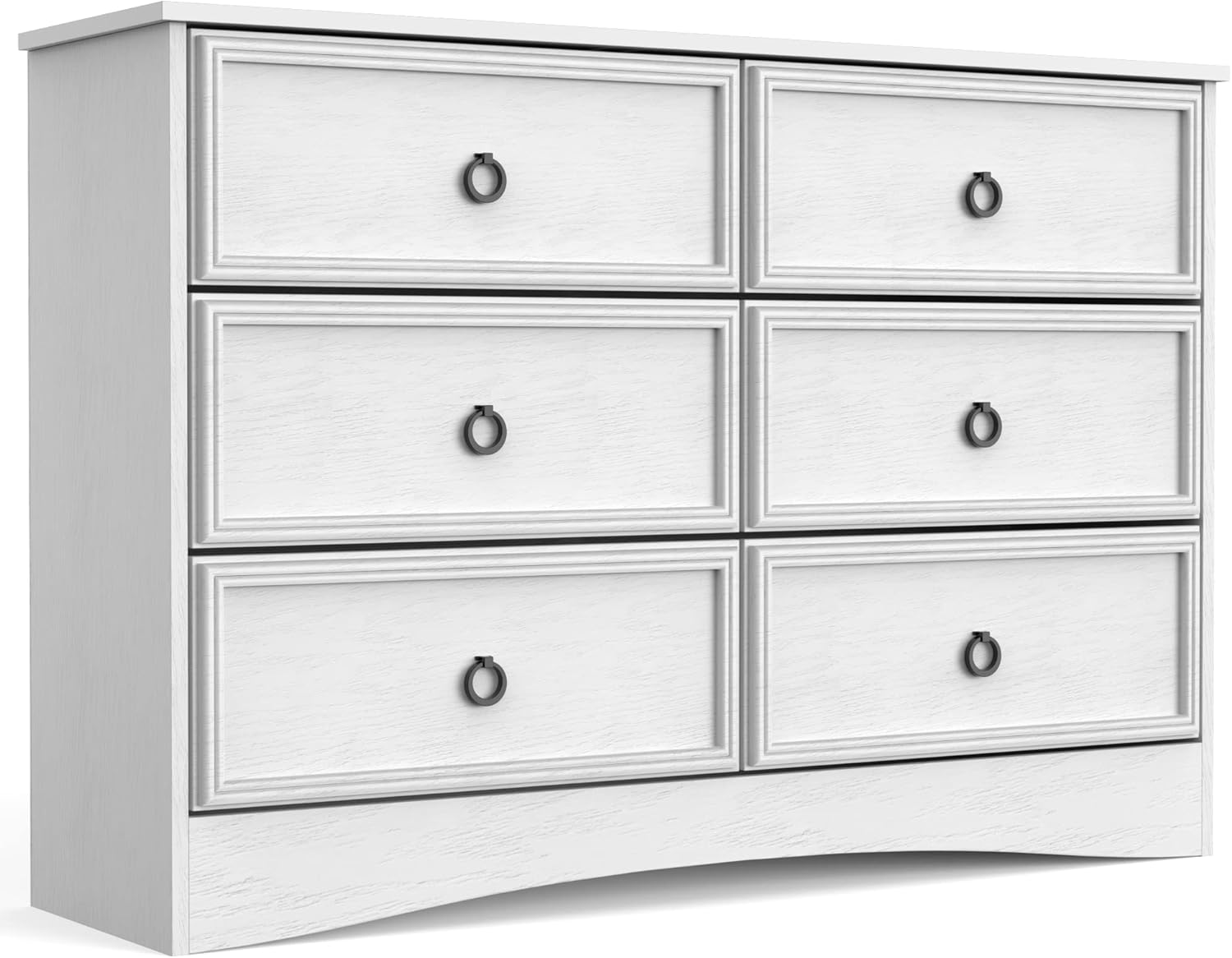 Modern 6 Drawer Dresser, Dressers for Bedroom, Large Chest of Drawers Closet Organizers and Storage Clothes - Easy Pull Handle, Textured Borders Living Room, Hallway, White