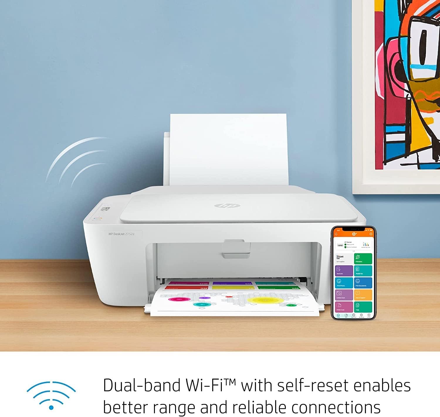 H-P DeskJet 2752e Wireless All-in-One Color Inkjet Printer for Home, Office, Print, Copy, Scan, Wireless, USB Connectivity, Mobile Printing with Bools USB Printer Cable