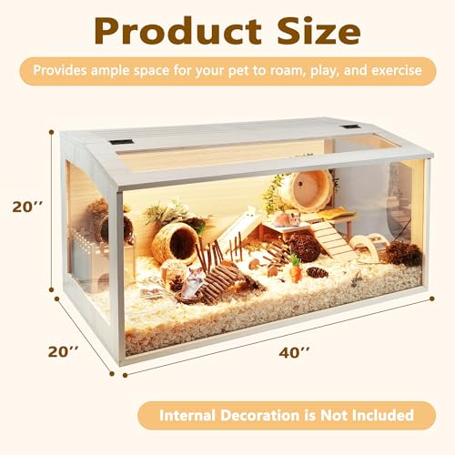Hamster Cage Wooden Extra Large Mice and Rat Habitat Openable Top with Acrylic Sheets Solid Built Small Animal Cage (32 x 16 x 16 Inch)