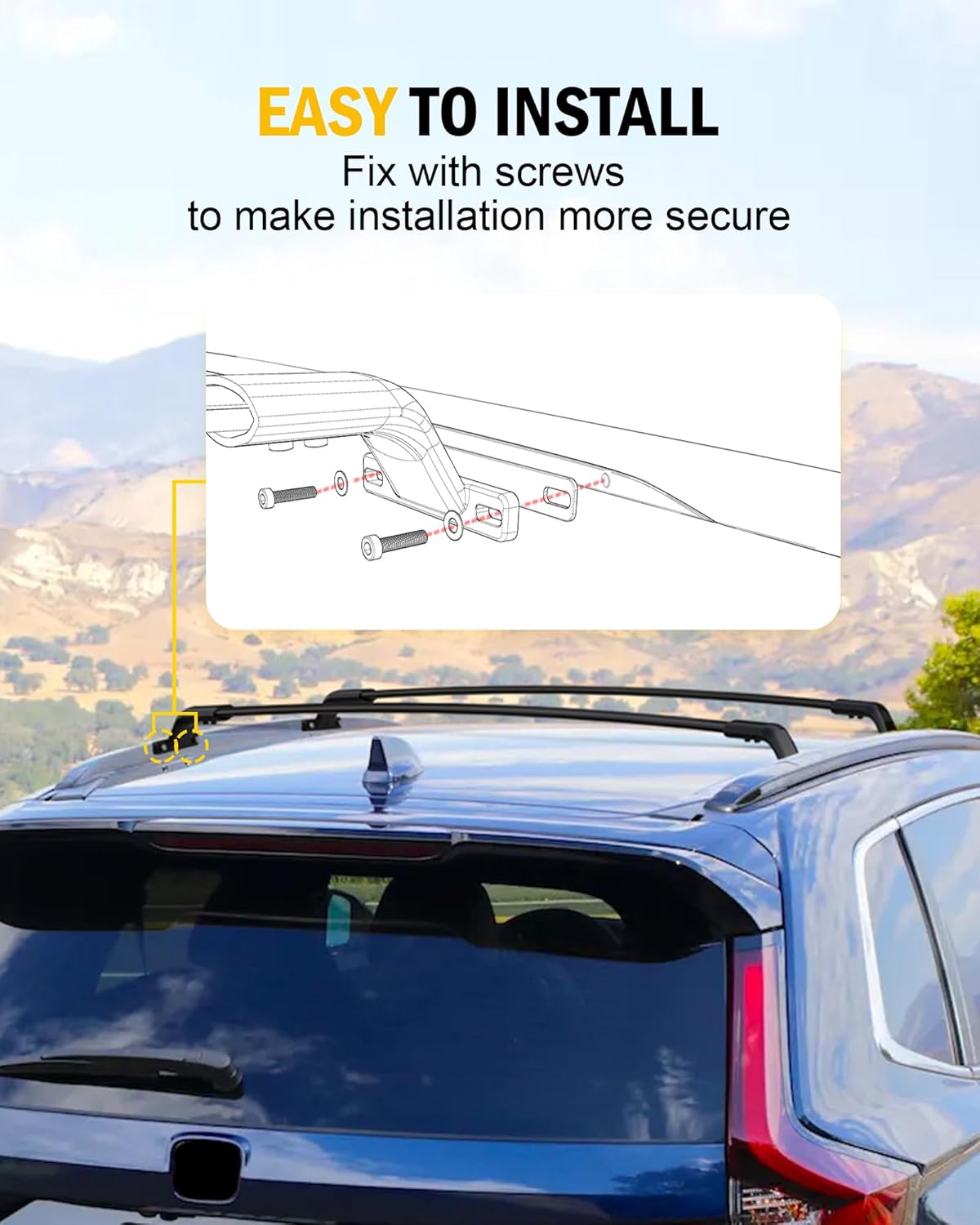 220LBS Cross Bar Roof Rack Fit for 2023 2024 2025 Honda CR-V CRV & CRV Hybrid Cargo Carrier Crossbar Rooftop Accessories (with Side Roof Rails)